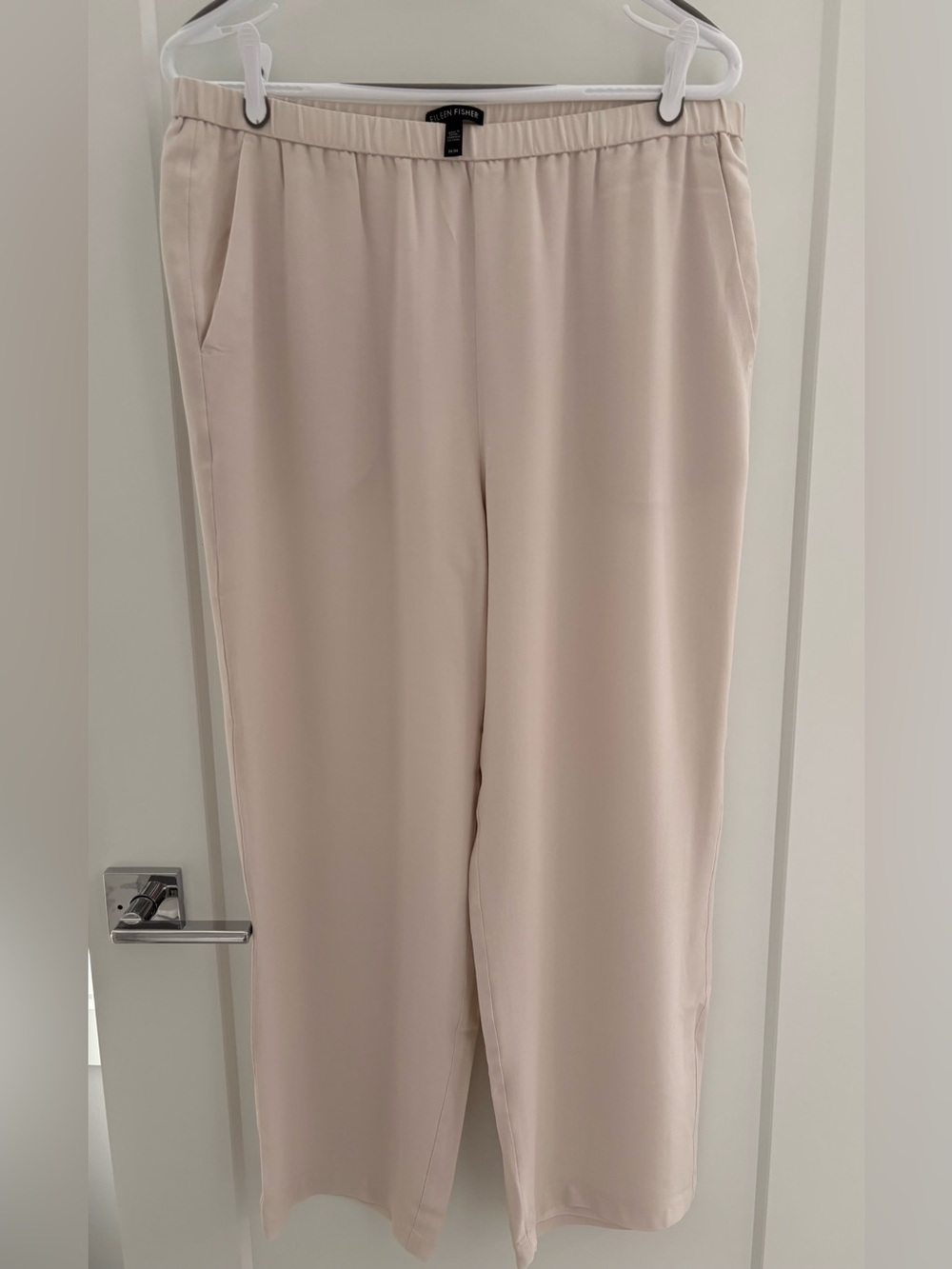 Eileen Fisher 100% Silk Cream Pull On Pants M NWOT